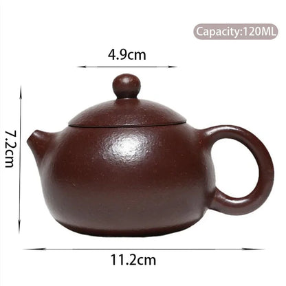 120ml Chinese Yixing Small Capacity Purple Clay Teapots Famous Handmade Xishi Tea Pot Raw Ore Coarse Sand Kettle Zisha Tea Set