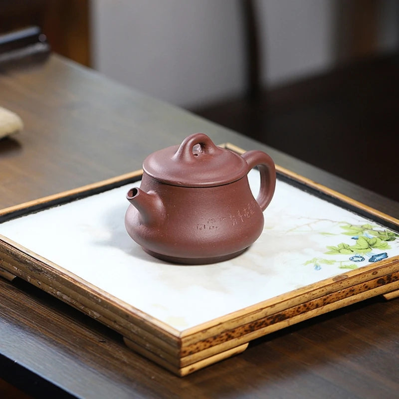 120ml Chinese kungfu tea pot real yixing zisha purple clay marked Chinese character carved master small pots on sales China new