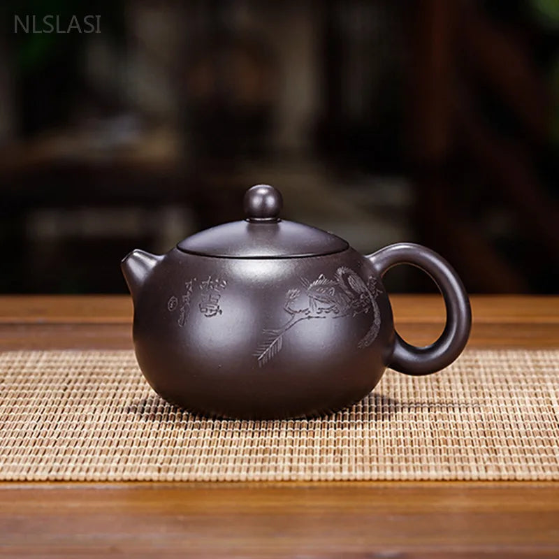 120ml Classic Yixing Purple Clay Teapot Handmade Ball Hole Filter Kettle Customized Beauty Xishi Tea Infuser Zisha Tea Set
