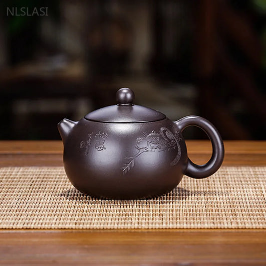 120ml Classic Yixing Purple Clay Teapot Handmade Ball Hole Filter Kettle Customized Beauty Xishi Tea Infuser Zisha Tea Set