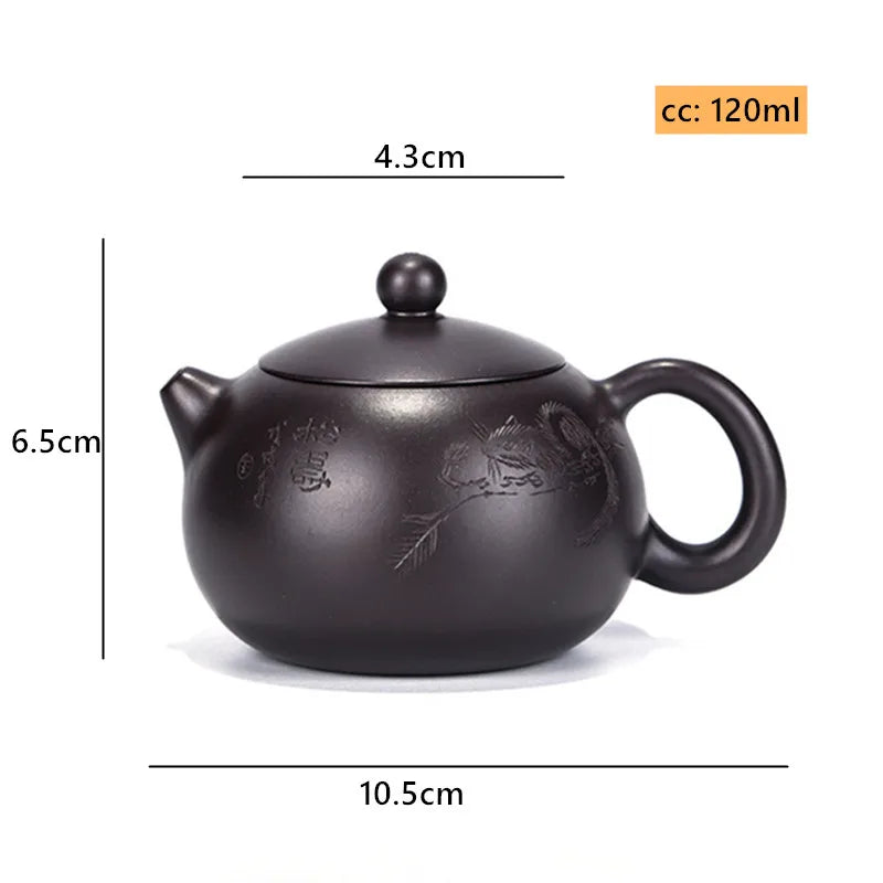 120ml Classic Yixing Purple Clay Teapot Handmade Ball Hole Filter Kettle Customized Beauty Xishi Tea Infuser Zisha Tea Set
