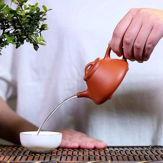 120ml Classic Yixing Purple Clay Teapots Raw Ore Section Mud Stone Scoop Tea Pot Home Zisha Filter Kettle Chinese Tea Set Gifts