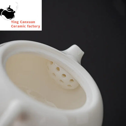 120ml Exquisite Suet Jade Ceramic Teapots Hand Painted Fruit Pattern Tea Pot Travel Portable Kettle Chinese Handmade Tea Set