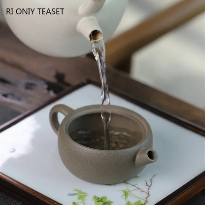 120ml High-end Yixing Purple Clay Teapot Famous Handmade Large Diameter Tea Pot Kettle Chinese Zisha Tea Set Collection Gifts
