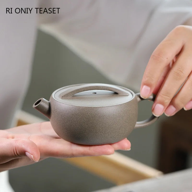 120ml High-end Yixing Purple Clay Teapot Famous Handmade Large Diameter Tea Pot Kettle Chinese Zisha Tea Set Collection Gifts