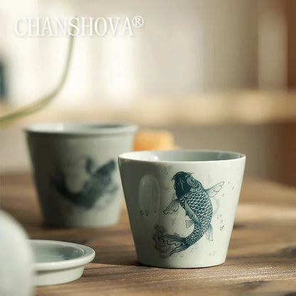 120ml Traditional Chinese style Hand Painted Ceramic With lid teacup set Chinese tea set porcelain Coffee cup mug H378