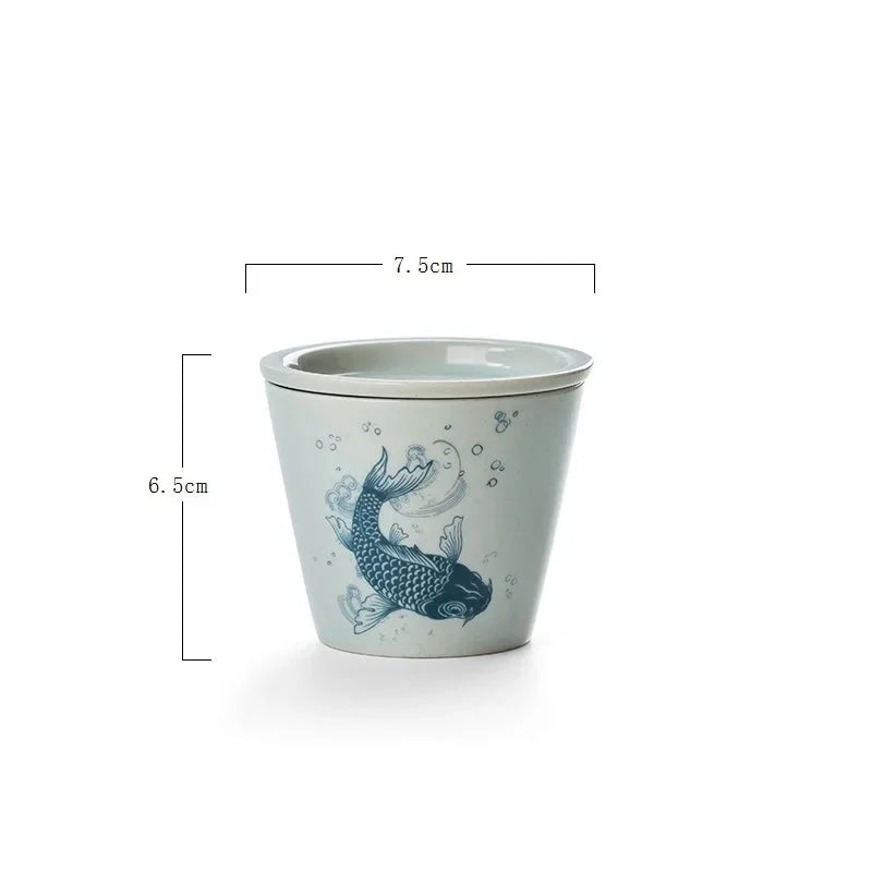 120ml Traditional Chinese style Hand Painted Ceramic With lid teacup set Chinese tea set porcelain Coffee cup mug H378