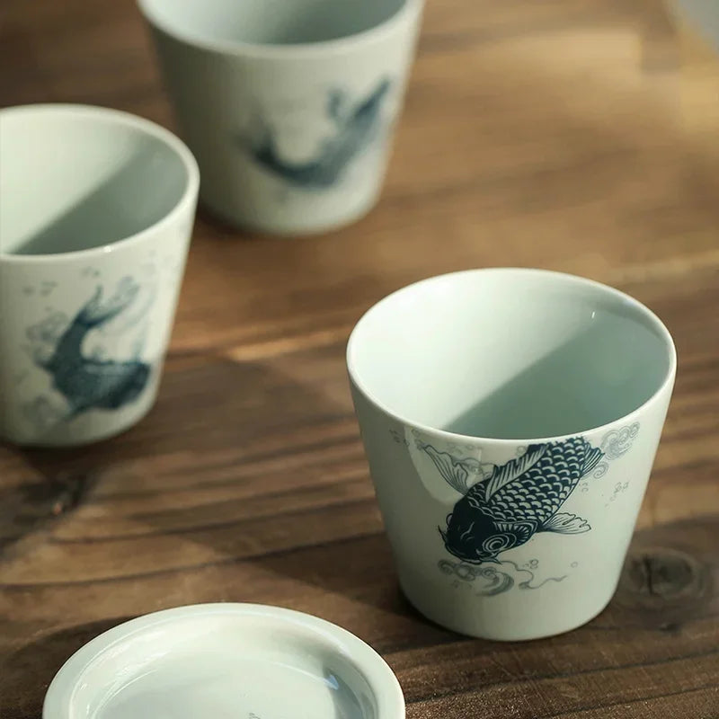 120ml Traditional Chinese style Hand Painted Ceramic With lid teacup set Chinese tea set porcelain Coffee cup mug H378