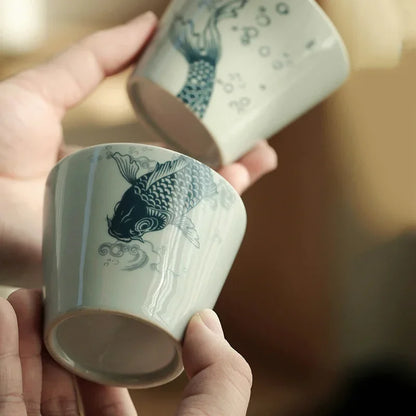 120ml Traditional Chinese style Hand Painted Ceramic With lid teacup set Chinese tea set porcelain Coffee cup mug H378