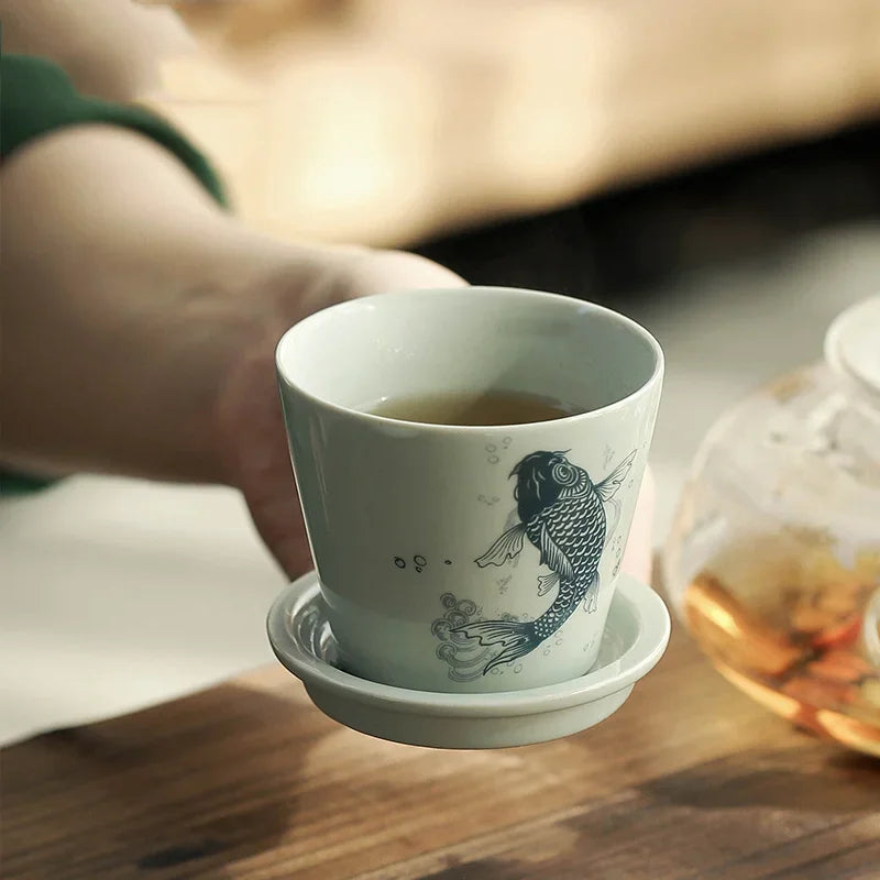 120ml Traditional Chinese style Hand Painted Ceramic With lid teacup set Chinese tea set porcelain Coffee cup mug H378
