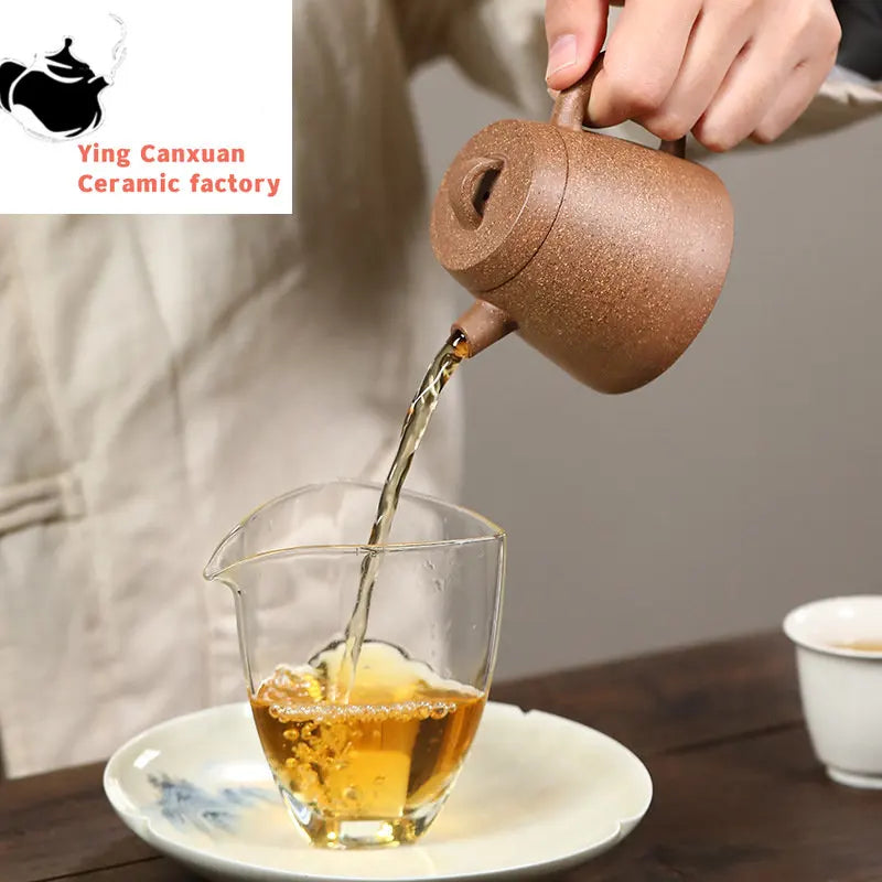 120ml Yixing Handmade Purple Clay Teapots Small Capacity Tea Pot Raw Ore Multicolored Section Mud Kettle Chinese Zisha Tea Set