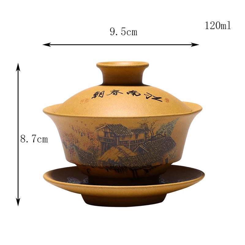 120ml Yixing Handmade Purple Clay Teapots Small Capacity Tea Pot Raw Ore Multicolored Section Mud Kettle Chinese Zisha Tea Set