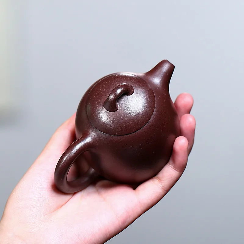 120ml Yixing Purple Clay Pot Handmade Famous Tea Set Raw Ore Purple Sand Qin Quan Pot Home Collection Old and Rotten Purple Clay