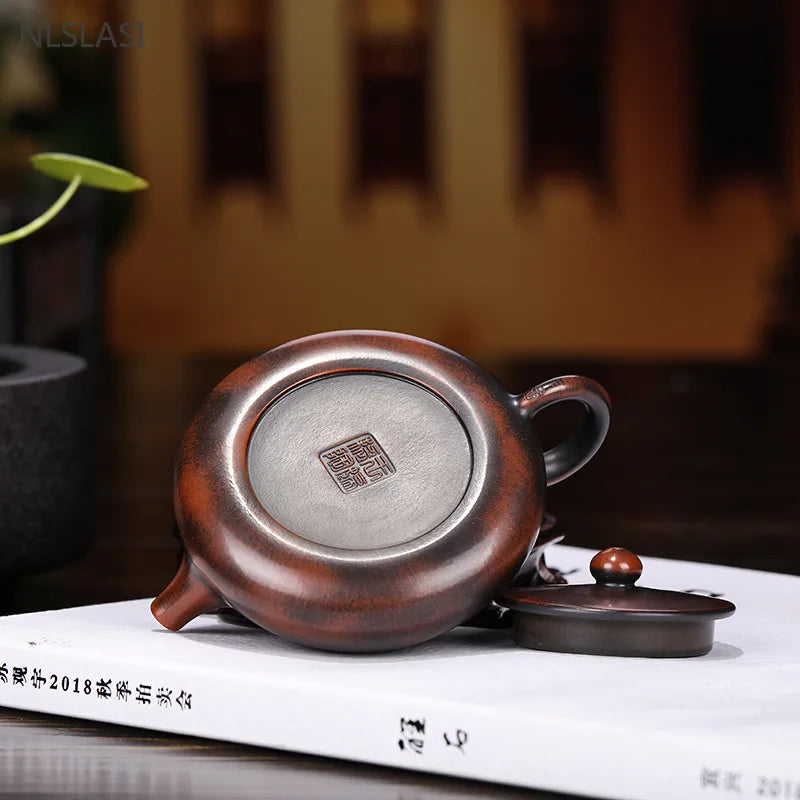 120ml Yixing Purple Clay Stone Scoop Teapot Master Handmade Ball Hole Filter Kettle Customized Tea Infuser Chinese Zisha Tea Set