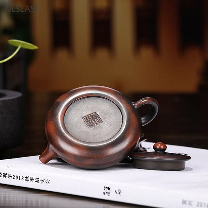 120ml Yixing Purple Clay Stone Scoop Teapot Master Handmade Ball Hole Filter Kettle Customized Tea Infuser Chinese Zisha Tea Set
