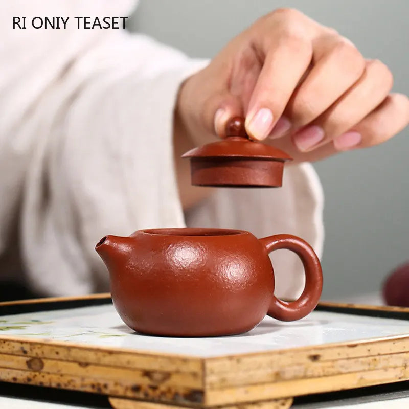 120ml Yixing Purple Clay Teapot Famous Artists Handmade Xishi Tea Pot Raw Ore Fish Seed Mud Kettle Chinese Zisha Tea Set Teaware
