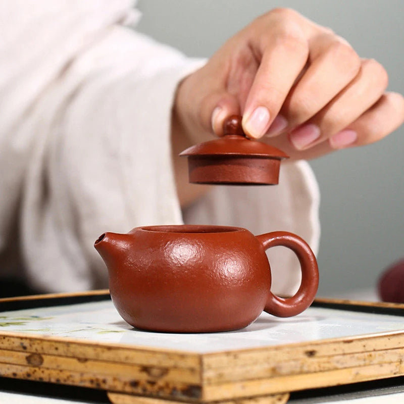 120ml Yixing Purple Clay Teapot Famous Artists Handmade Xishi Tea Pot Raw Ore Fish Seed Mud Kettle Chinese Zisha Tea Set Teaware