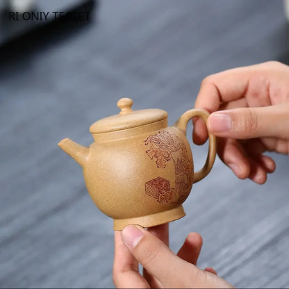 120ml Yixing Purple Clay Teapots Famous Artists Handmade Small Capacity Tea Pot Raw Ore Section Mud Kettle Chinese Zisha Tea Set