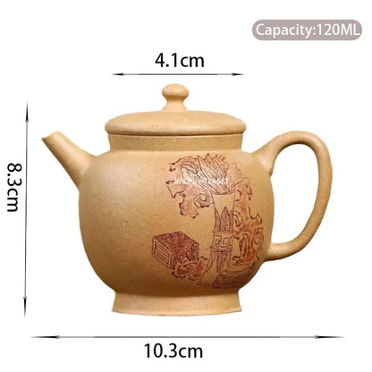 120ml Yixing Purple Clay Teapots Famous Artists Handmade Small Capacity Tea Pot Raw Ore Section Mud Kettle Chinese Zisha Tea Set