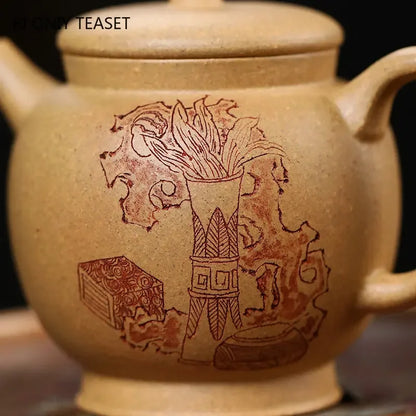 120ml Yixing Purple Clay Teapots Famous Artists Handmade Small Capacity Tea Pot Raw Ore Section Mud Kettle Chinese Zisha Tea Set
