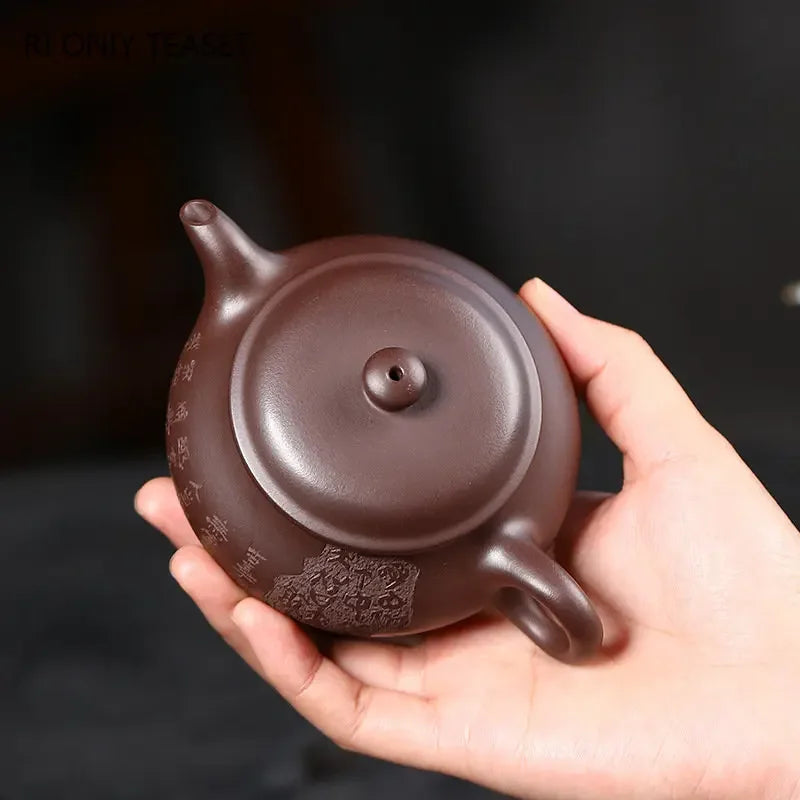 120ml Yixing Purple Clay Teapots Famous Hand Carved Tea Pot Raw Ore Old Purple Mud Kettle Chinese Handmade Zisha Tea Set