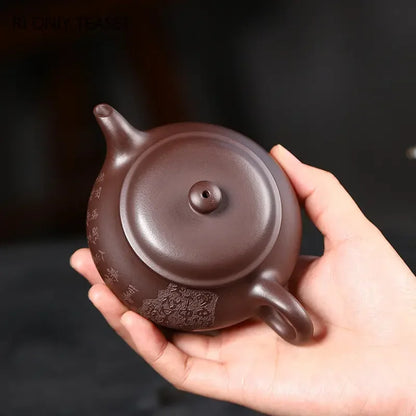120ml Yixing Purple Clay Teapots Famous Hand Carved Tea Pot Raw Ore Old Purple Mud Kettle Chinese Handmade Zisha Tea Set