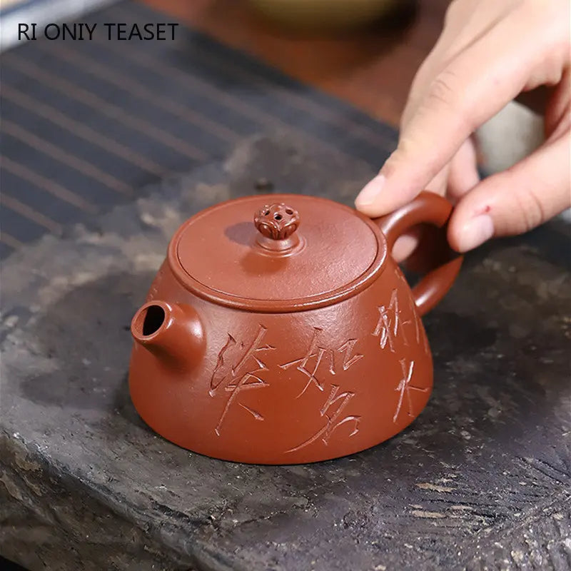 120ml Yixing Purple Clay Teapots Famous Handmade Small Capacity Stone Scoop Tea Pot Kettle Chinese High-end Zisha Tea Set