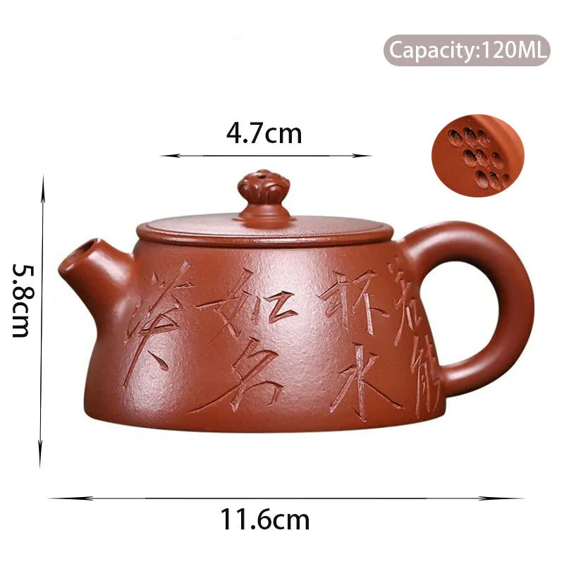 120ml Yixing Purple Clay Teapots Famous Handmade Small Capacity Stone Scoop Tea Pot Kettle Chinese High-end Zisha Tea Set