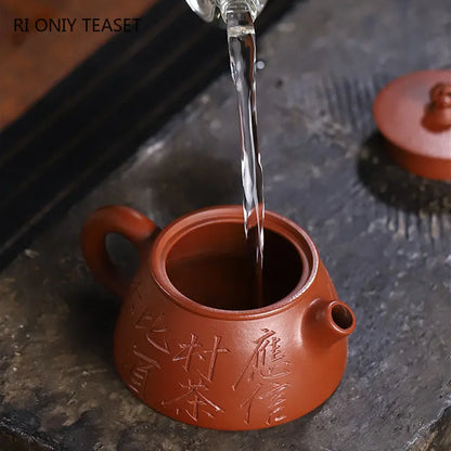 120ml Yixing Purple Clay Teapots Famous Handmade Small Capacity Stone Scoop Tea Pot Kettle Chinese High-end Zisha Tea Set