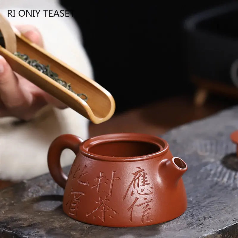 120ml Yixing Purple Clay Teapots Famous Handmade Small Capacity Stone Scoop Tea Pot Kettle Chinese High-end Zisha Tea Set