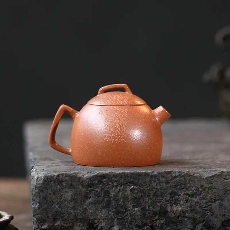 120ml Yixing Purple Clay Teapots Kettle Famous Artists Hand-carved Bamboo Leaf Pattern Tea Pot Chinese Zisha Tea Set Teaware