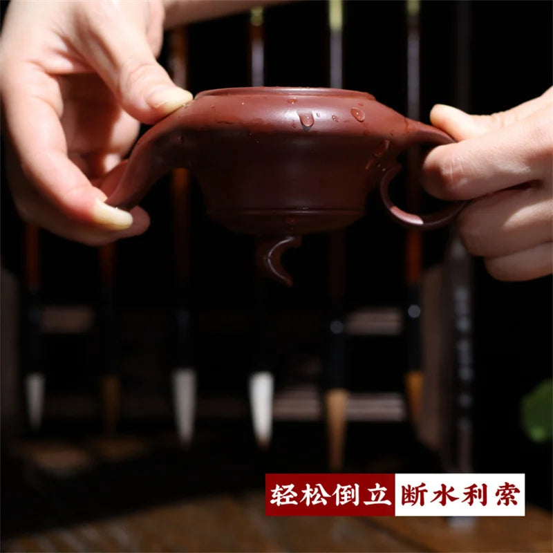 120ml Yixing Raw Ore Purple Sand Teapot Handmade Purple Mud Ball Hole Filter Kettle Zisha Beauty Stone Scoop Pot Home Tea Sets
