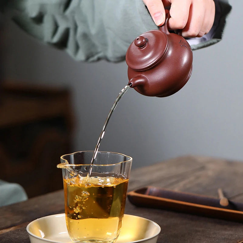 120ml Yixing Small Capacity Purple Clay Teapots Famous Handmade Tea Pot Raw Ore Dragon Blood Sand Kettle Chinese Zisha Tea Set