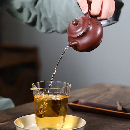 120ml Yixing Small Capacity Purple Clay Teapots Famous Handmade Tea Pot Raw Ore Dragon Blood Sand Kettle Chinese Zisha Tea Set