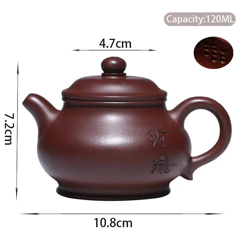 120ml Yixing Small Capacity Purple Clay Teapots Famous Handmade Tea Pot Raw Ore Dragon Blood Sand Kettle Chinese Zisha Tea Set