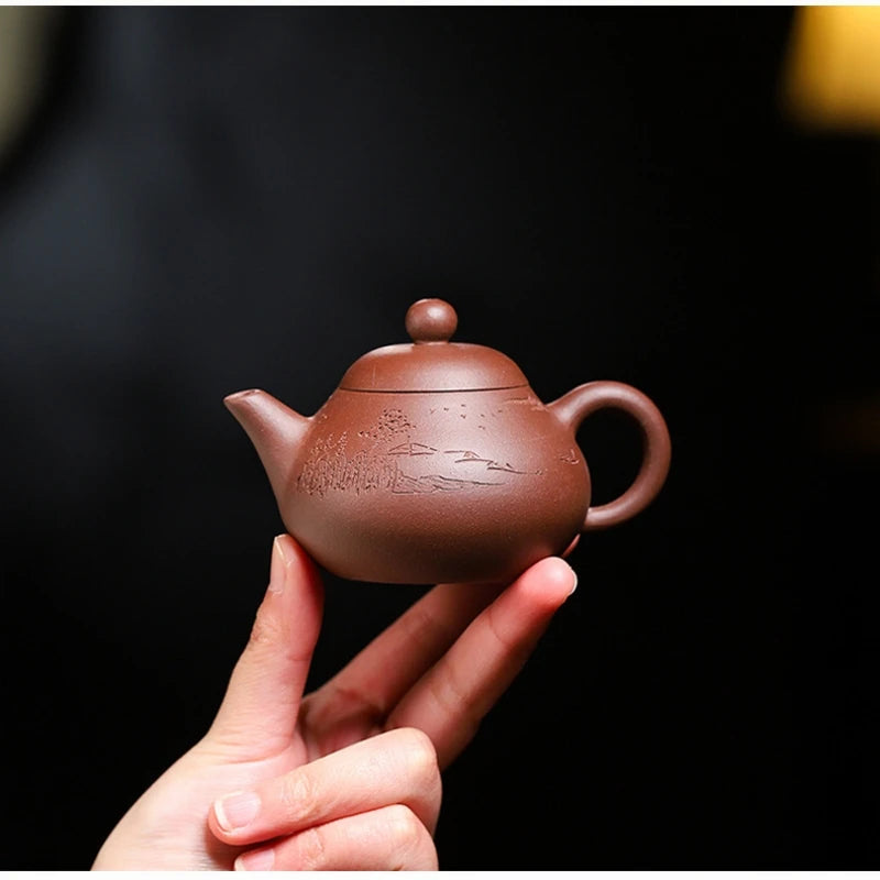 120ml true yixing zisha purple clay tea pot marked 7 infuser holes hand carved master made original ore on sales