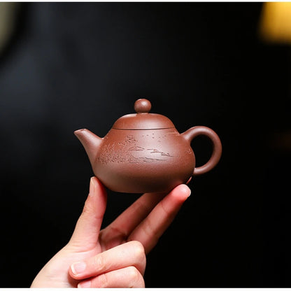 120ml true yixing zisha purple clay tea pot marked 7 infuser holes hand carved master made original ore on sales
