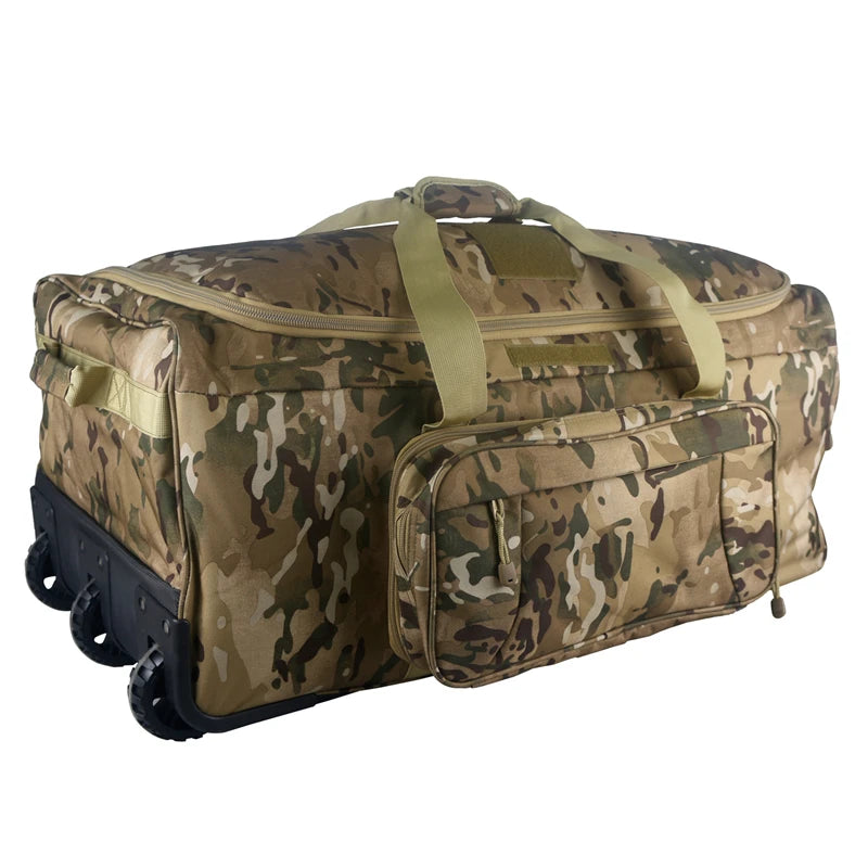 124L arge Capacity Military Tactical Duffel Bag Rolling Luggage for Heavy-Duty Camping Hiking luggage Travel Suitcase 124L