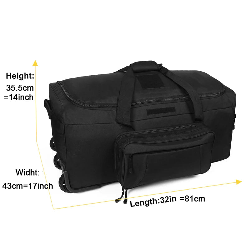 124L arge Capacity Military Tactical Duffel Bag Rolling Luggage for Heavy-Duty Camping Hiking luggage Travel Suitcase 124L