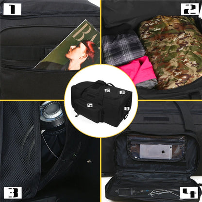 124L arge Capacity Military Tactical Duffel Bag Rolling Luggage for Heavy-Duty Camping Hiking luggage Travel Suitcase 124L