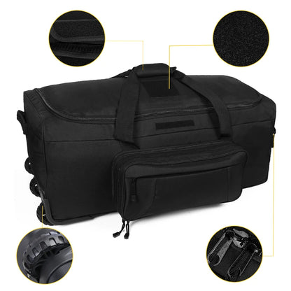 124L arge Capacity Military Tactical Duffel Bag Rolling Luggage for Heavy-Duty Camping Hiking luggage Travel Suitcase 124L