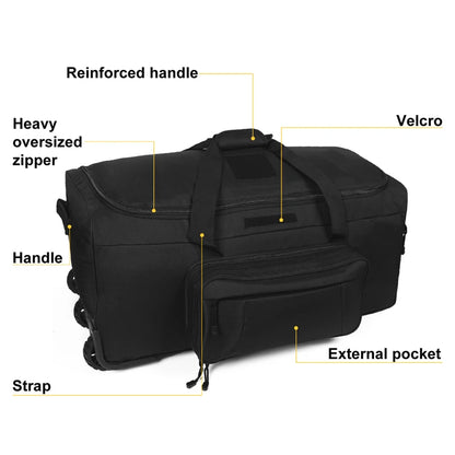 124L arge Capacity Military Tactical Duffel Bag Rolling Luggage for Heavy-Duty Camping Hiking luggage Travel Suitcase 124L
