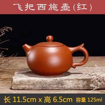 125ML Yixing Purple Clay Teapot Machine-made Xishi Tea Pot Raw Ore Dahongpao Quality Teaware Oolong Pu're Tea Set Filter Kettle