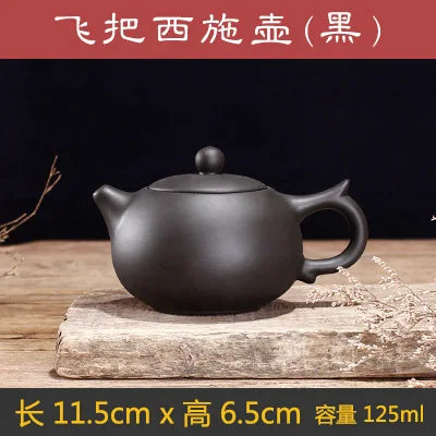 125ML Yixing Purple Clay Teapot Machine-made Xishi Tea Pot Raw Ore Dahongpao Quality Teaware Oolong Pu're Tea Set Filter Kettle