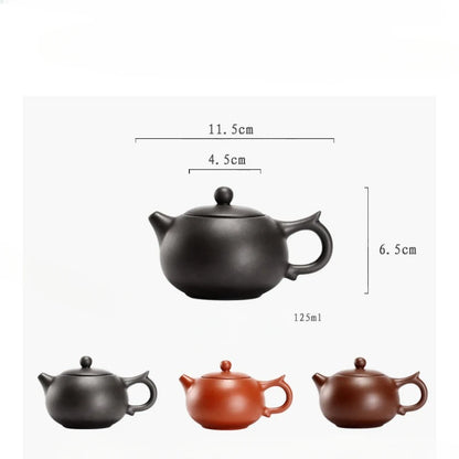 125ML Yixing Purple Clay Teapot Machine-made Xishi Tea Pot Raw Ore Dahongpao Quality Teaware Oolong Pu're Tea Set Filter Kettle