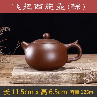 125ML Yixing Purple Clay Teapot Machine-made Xishi Tea Pot Raw Ore Dahongpao Quality Teaware Oolong Pu're Tea Set Filter Kettle