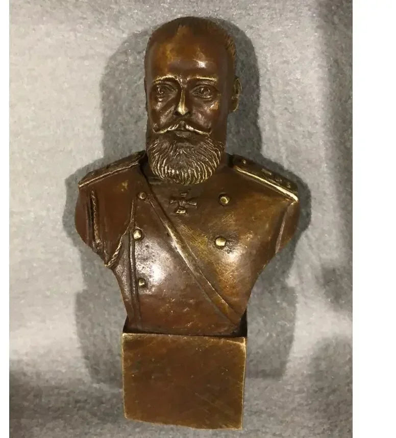 12CM Russian Tsar NICHOLAS II bust statue 5" H bronze statue 15cm Suvorov /Emperor Peter Zhukov 21CM
