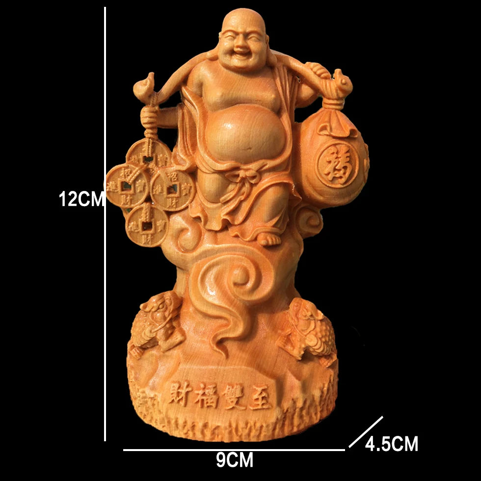 12CM Thuja Wood Wood Sculpture Real Wood Wood Statue Collection Feng Shui Buddha Home Décor Figure Statue Collection Rich
