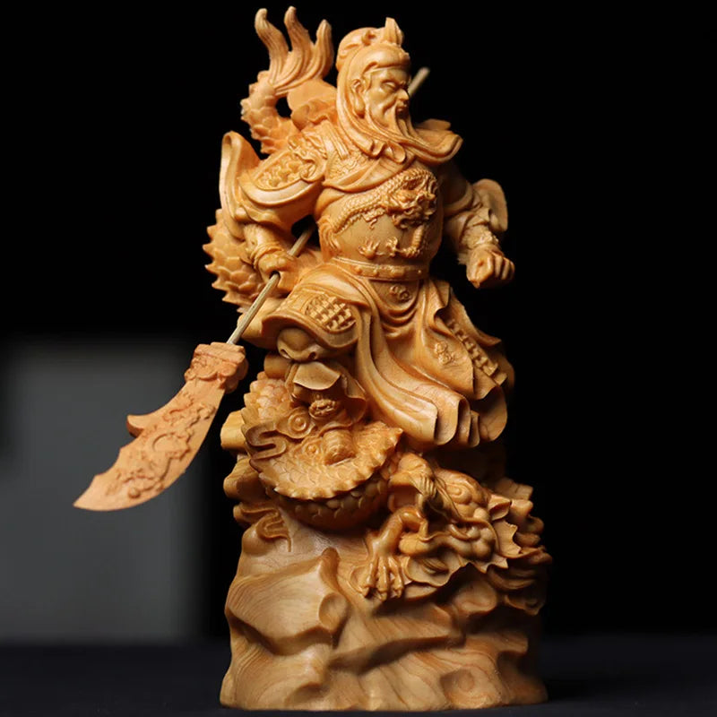 12CM Traditional Handicraft Wooden Kowloon Guan Gong Three Kingdoms Period Figures Statue Home Decor Lucky Statue