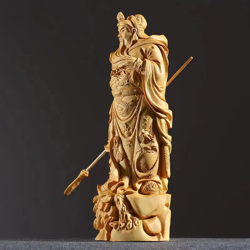 12CM Traditional Handicraft Wooden Kowloon Guan Gong Three Kingdoms Period Figures Statue Home Decor Lucky Statue